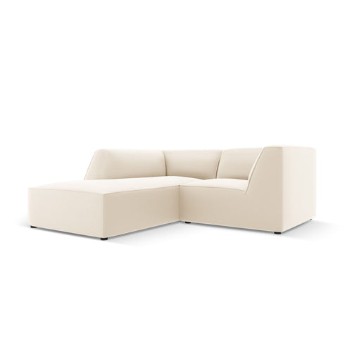Cosmopolitan Design - Modulaire hoekbank links Siena 3-zits, imitatieleer lichtbeige - 180x186x69cm