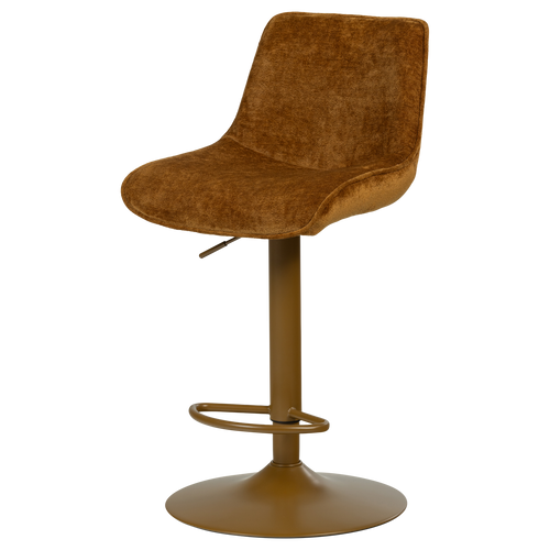 WOOOD barstoel in hoogte verstelbaar Marten - Chenille - Karamelbruin - 110x45x50