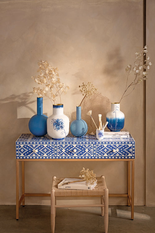 Pip Studio Vaas - Metaal - Lichtblauw - 19x33cm