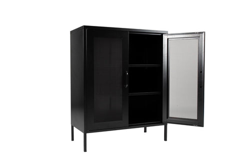 MaximaVida metalen locker vitrine kast Finn 102 x 80 x 40 cm zwart - 2 schappen - vtwonen shop