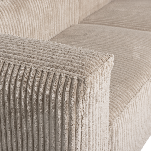 WOOOD chaise longue bank rechts Bean - Ribstof - Travertin - 73x254x178 - vtwonen shop