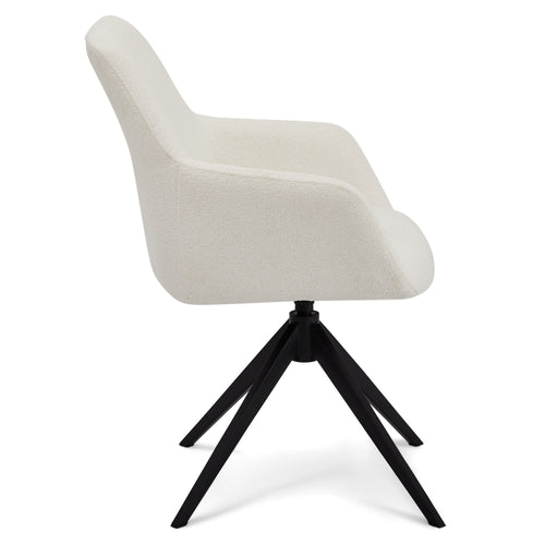 Furnhouse eetkamerstoelen armleuning Helena - Crème wit - Stof (Bouclé) - Set van 2