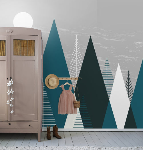 Sanders & Sanders fotobehang berglandschap grijs en blauw - 375 x 270 cm - 600986