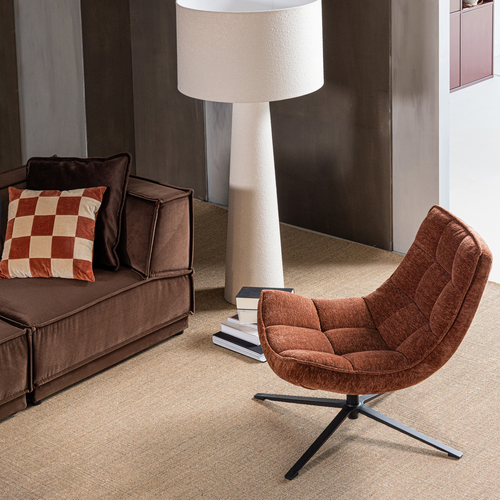 WOOOD draaifauteuil Maudi - Chenille - Bruin - 84x74x86