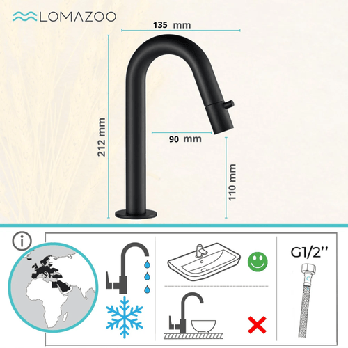 LOMAZOO fonteinkraan Vichy - koud water - zwart