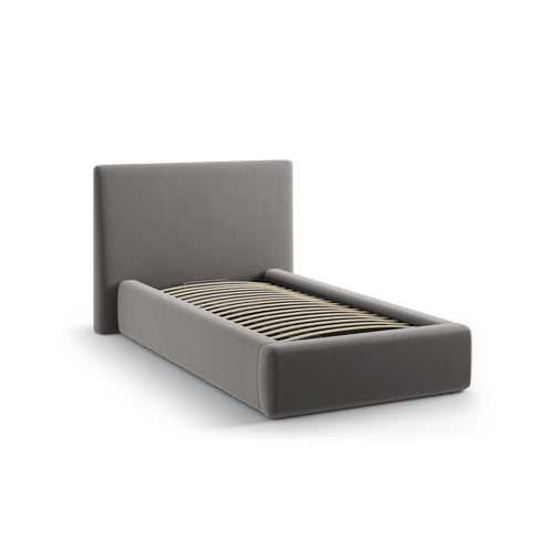 Cosmopolitan Design - Opbergbed met hoofdeinde Asti 90x200cm flueel donkergrijs - 220x130x95cm