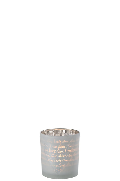 J-Line theelichthouder Love - glas - wit - small - 6 stuks