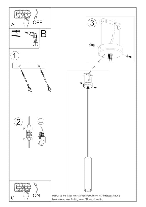 Sollux hanglamp Luvo - 1 lichts - 8  x 105   cm - grijs - vtwonen shop