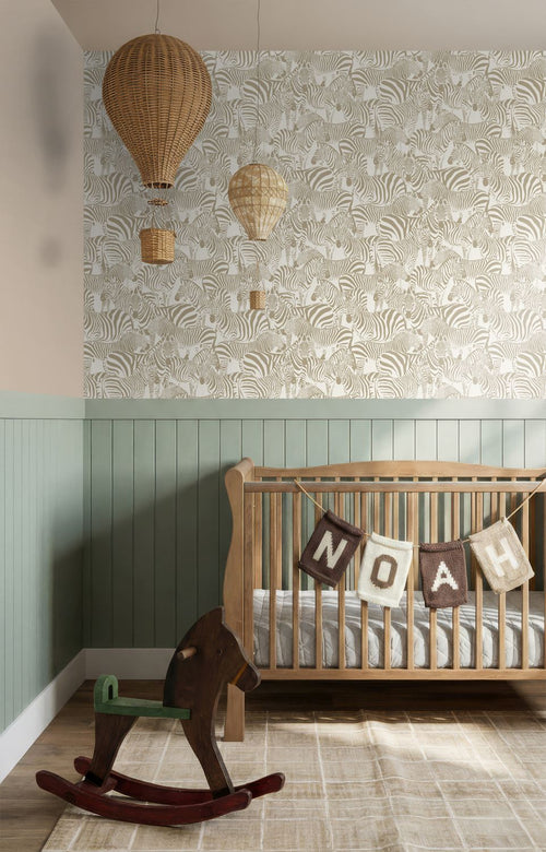 ESTAhome behang zebra's donker beige - 50 x 900 cm - 132211