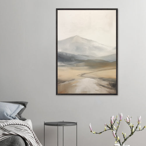 Artfulprints Poster met Lijst Abstract - Fuji path   - 30x40 cm - Taupe