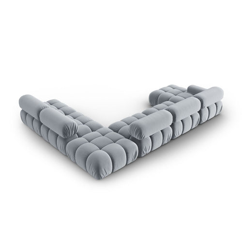 Cosmopolitan Design - Modulaire panoramische hoekbank rechts Cortina 7-zits, flueel lichtblauw - 282x376x70cm