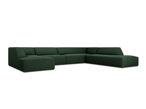 Micadoni Panoramische hoekbank rechts Ruby 7-zits, structurele stof, groente - 273x366x69cm