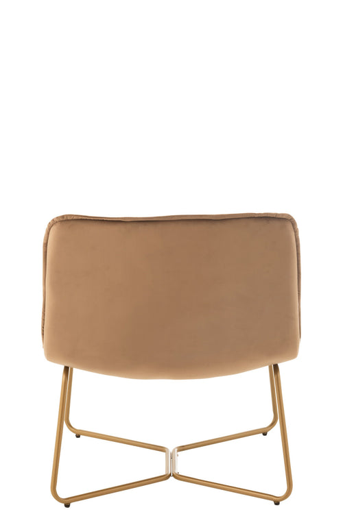 J-Line loungestoel Lisa - metaal/textiel - bruin - 2 stuks