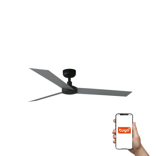 Faro Cruiser Grote plafondventilator met 3 bladen, matzwart, aluminium Tuya Smart System