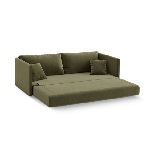 Cosmopolitan Design - Converteerbare bank Shannon 3-zits, flueel groente - 94x209x87cm