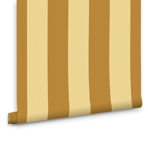 MADE Vliesbehang - Demi Ochre Wide Stripe