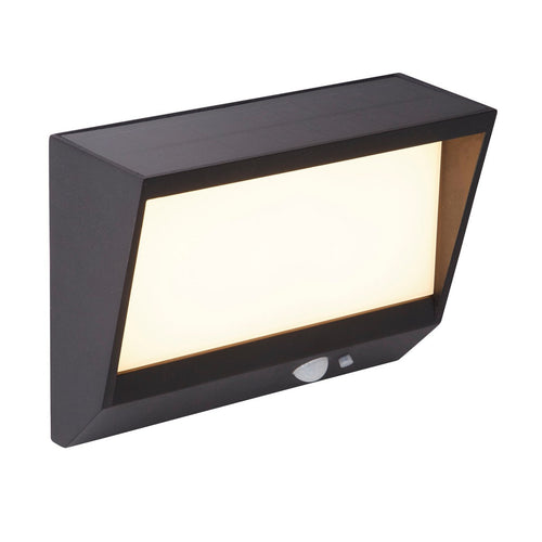 Searchlight Solar Buitenwandlamp Zwart Metaal & Wit Polycarbonaat