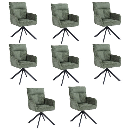 Home Deluxe ALUNA chenille eetkamerstoel met armleuningen - set van 8 Groen - vtwonen shop