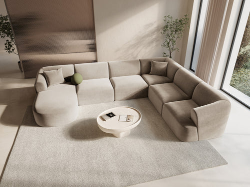 Cosmopolitan Design Modulaire panoramische hoekbank links Campi 7-zits, flueel donkerbeige - 255x330x70cm