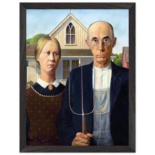 Artfulprints Poster met Lijst Grant Wood - American gothic   - 30x40 cm - Meerkleurig