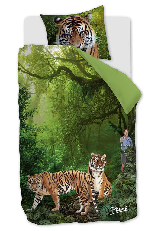 FREEK VONK dekbedovertrek Tandige Tijgers - 140x200 cm - groen - vtwonen shop