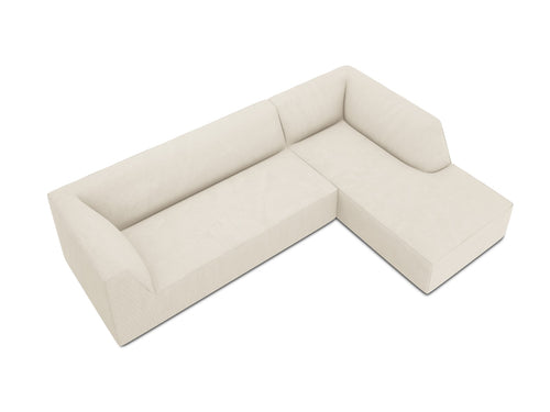 Micadoni rechter hoekbank Ruby 4-zits, ribfluwelen, lichtbeige - 180x273x69cm