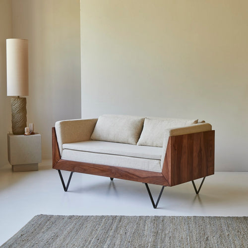 Tikamoon 2-zitsbank van massief palissander en stof - Beige - vtwonen shop