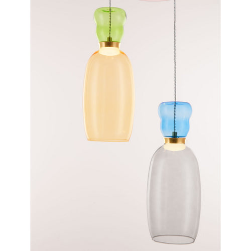 Nova Luce PLUMA Hanglamp met clusterdesign, glanzend paars, geel, roze, groen, blauw, rookgrijs, goudkleurig, LED, 20W, 1800lm, 3000K
