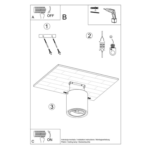 Sollux Lighting Plafondlamp CULLO beton - 14x14x14cm