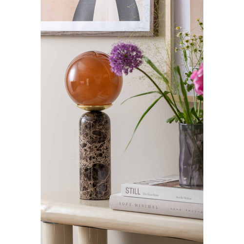 Leitmotiv tafellamp Lazio Sphere - bruin - Ø15cm