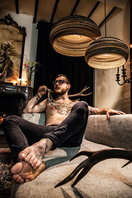 Think Paper hanglamp Dandy - 1 lichts - 44  x 200   cm - bruin - vtwonen shop