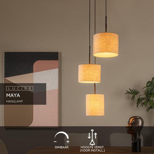 Lucide hanglamp MAYA - 3xE27 - Beige