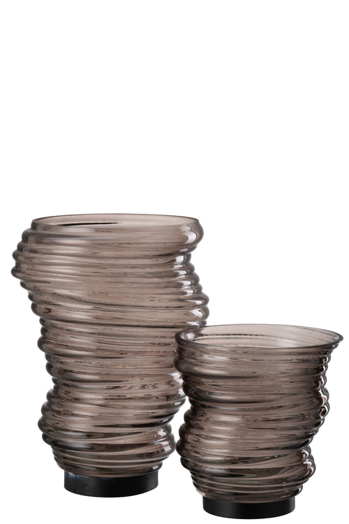 J-Line vaas Tornado - glas - grijs - small - Ø 16 cm - vtwonen shop