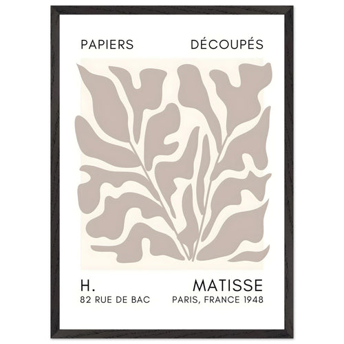 Artfulprints Poster met Lijst Matisse – Seabed shapes grey   - 50x70 cm - Grijs