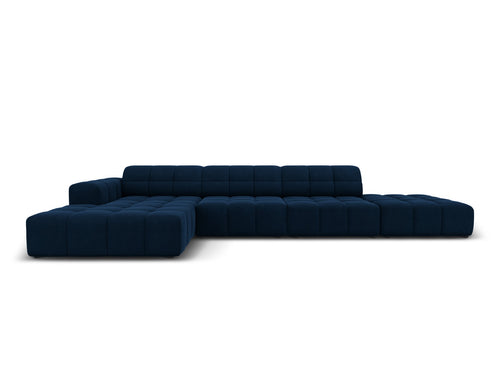 Cosmopolitan Design linker hoekbank Chicago 5-zits, flueel koningsblauw - 167x348x78cm