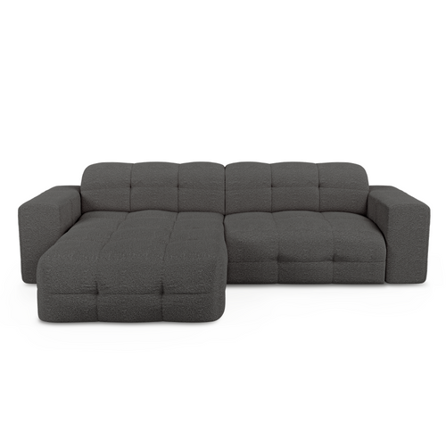 Sia Home - Hoekbanken links MAEL - Bouclette stof - Grafiet grijs - 230cm - vtwonen shop