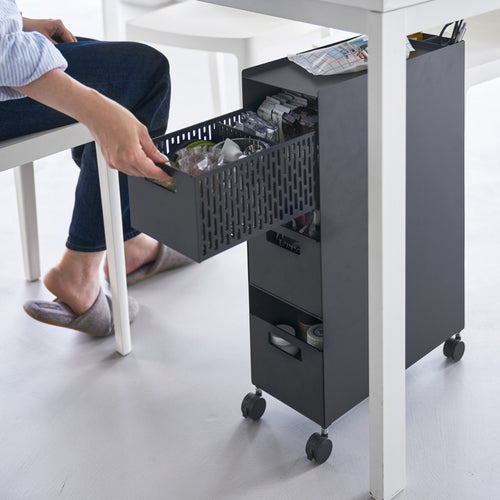 Yamazaki Tower Opbergmanden op wielen 3-laags - Zwart - vtwonen shop