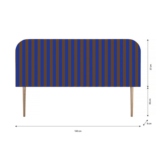 Gestoffeerd fluwelen hoofdbord met strepen 160x97cm