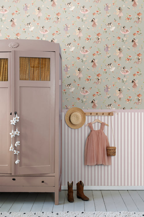 ESTAhome behang elfjes roze en blauwgroen - 50 x 900 cm - 131339