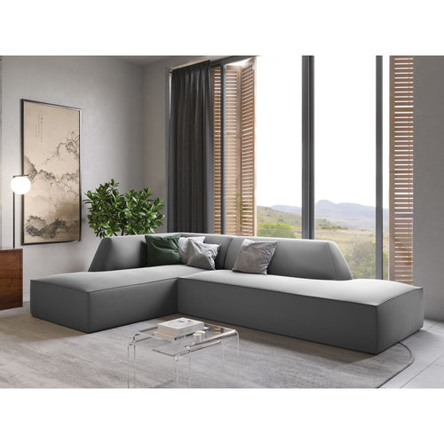 Cosmopolitan Design - Modulaire hoekbank links Siena 4-zits, flueel grijs - 180x273x69cm