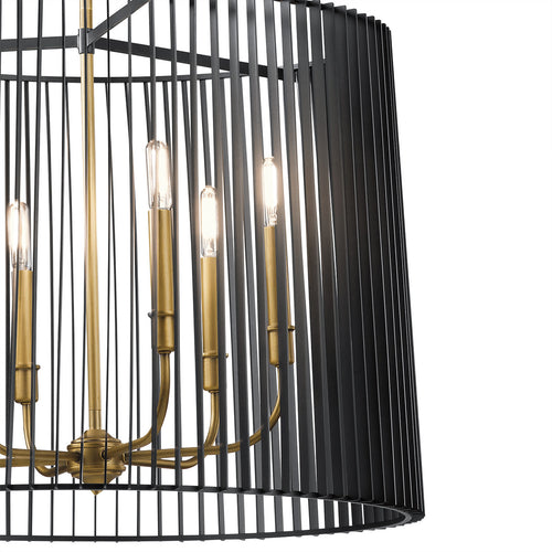 Elstead Kichler Linara Draadframe hanglamp zwart en natuurlijk messing