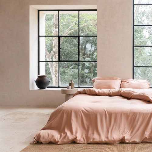 Coco & Cici - Tencel Twill Dekbedovertrek 200 x 200 cm - 2 Persoons Beddengoed - Peach - Lyocell - Ritssluiting & Extra Zacht - 2 Kussenslopen (60x70)