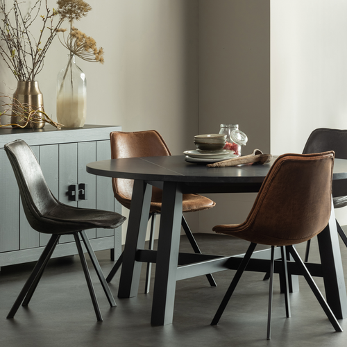 WOOOD eetkamerstoel Swen - PU - Cognac - 85x50x62- Set van 2 - vtwonen shop