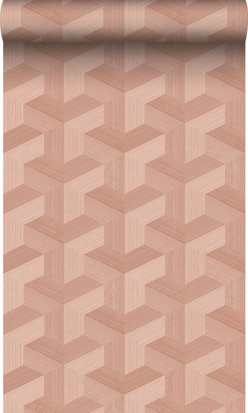 Origin Wallcoverings behang grafisch 3D motief terracotta roze - 50 x 900 cm - 348002 - vtwonen shop