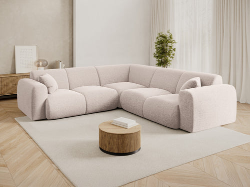 Cosmopolitan Design Symmetrische hoekbank Nolio 5-zits, chenille beige - 252x252x72cm