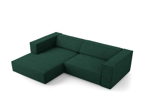 Cosmopolitan Design linker hoekbank Arendal 3-zits, chenille met ribbeleffect, flessengroen - 166x224x70cm