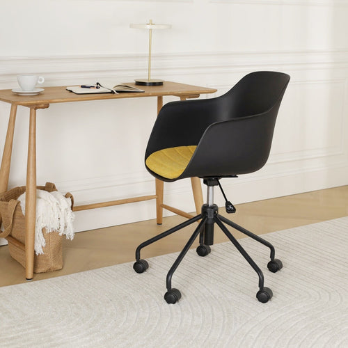 Nolon Nout-Liz Bureaustoel Zwart - Okergeel Kussen - Zwart Onderstel