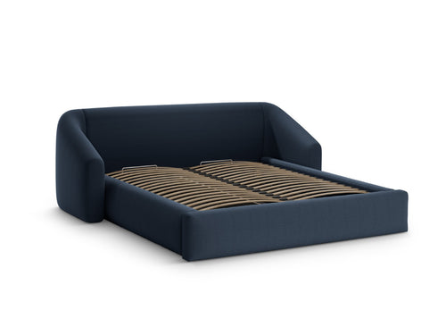 Cosmopolitan Design Opbergbed met hoofdeinde Campi 200x160cm structurele stof koningsblauw - 230x228x80cm