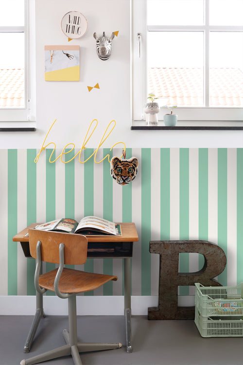 ESTAhome behang strepen mintgroen en wit - 53 cm x 10.05 m - 139910 - vtwonen shop