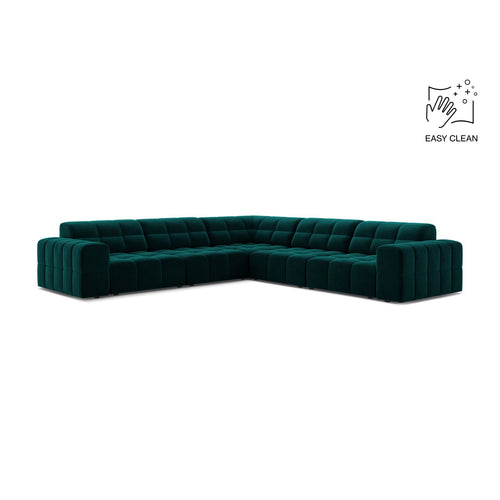 Cosmopolitan Design - Symmetrische hoekbank Chicago 4-zits, flueel diepe olie - 285x285x78cm
